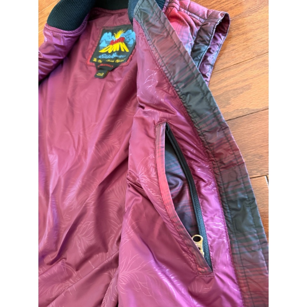 Eddie Bauer Down Packable Quilted Zip Up Vest Pockets Maroon/Black Womens Small - Picture 7 of 12
